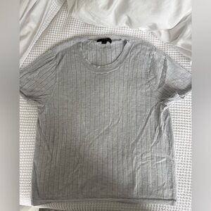J. Crew Light Gray Ribbed Knit Top